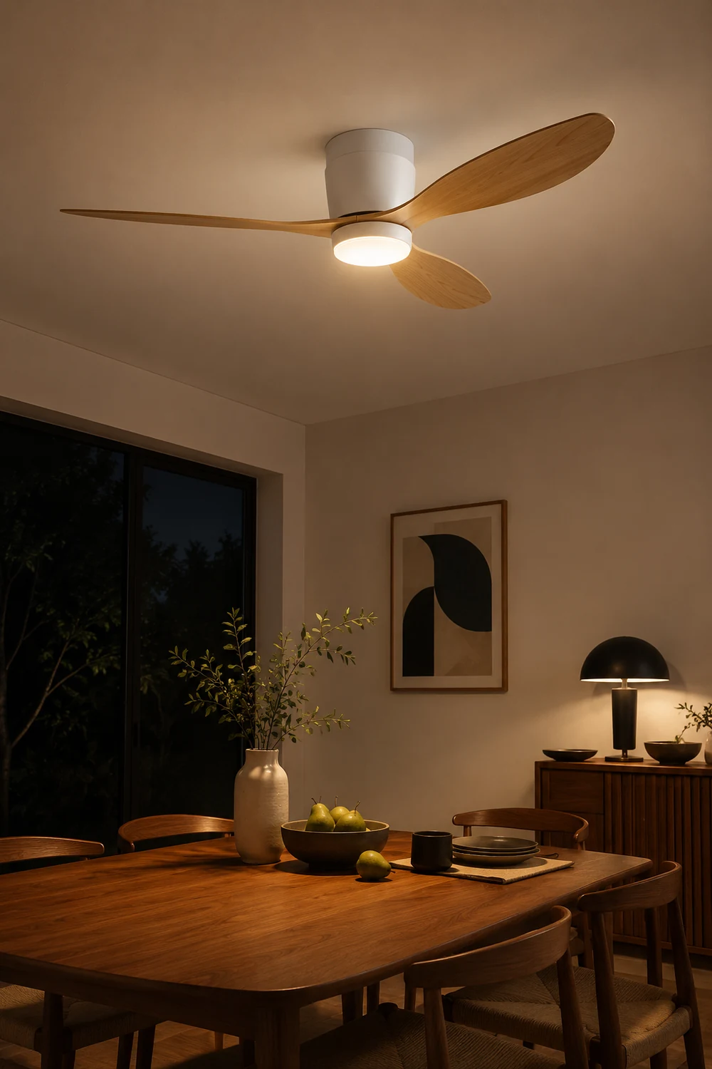 Walters Minimalist 3-Blade DC Ceiling Fan with Light, Black & White - Lumpaz