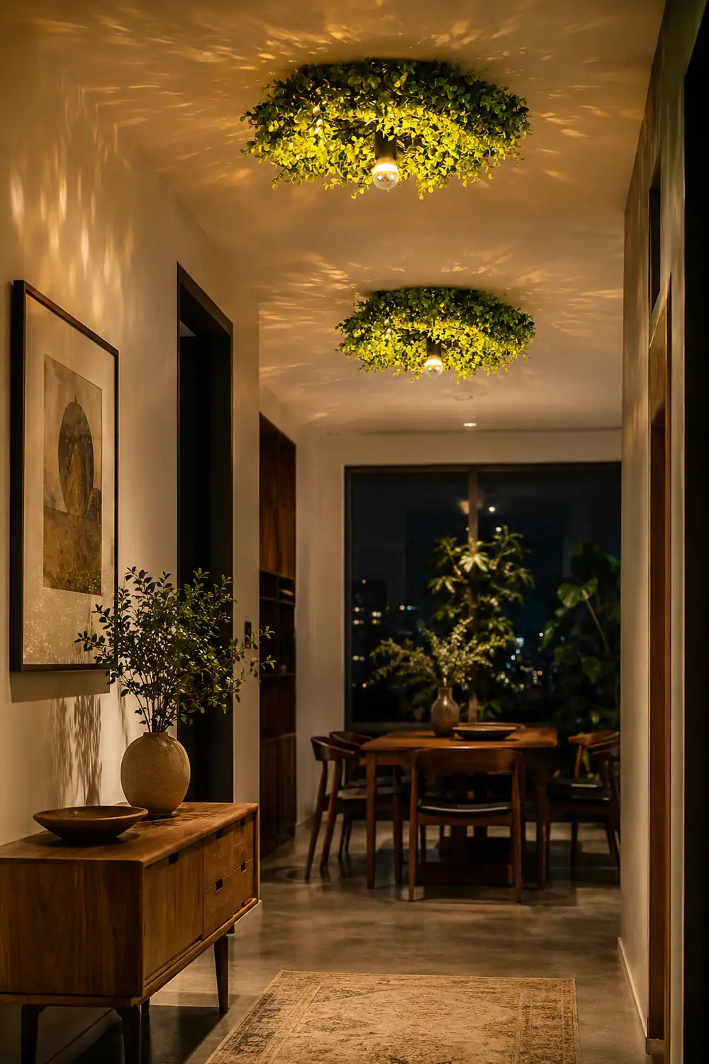Nest Modern Plant Ceiling Light Green Metal/Glass Living Room - Lumpaz