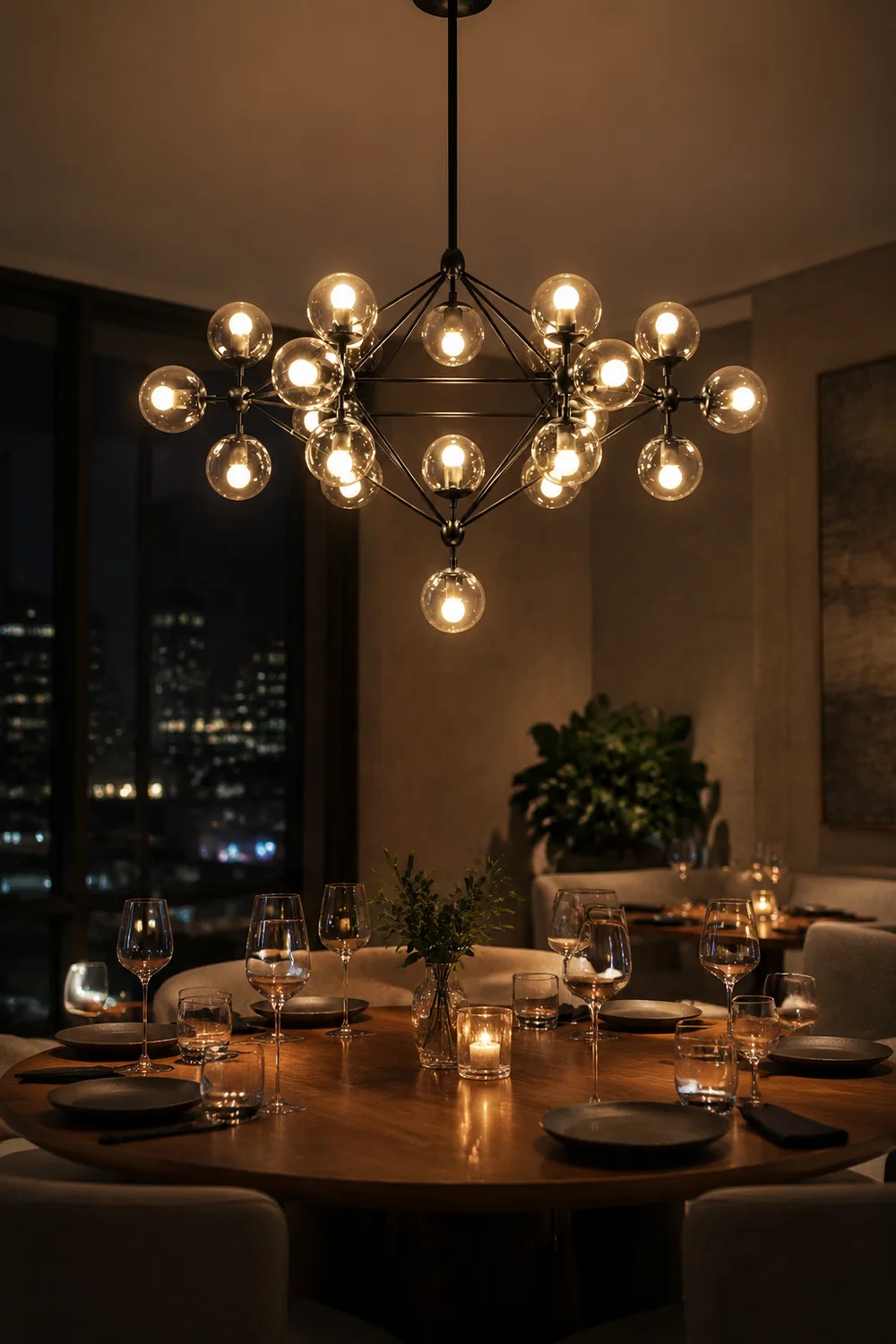 Valentina Pendant Light Bubble Modern, Glass/Metal, Black, Bedroom - Lumpaz