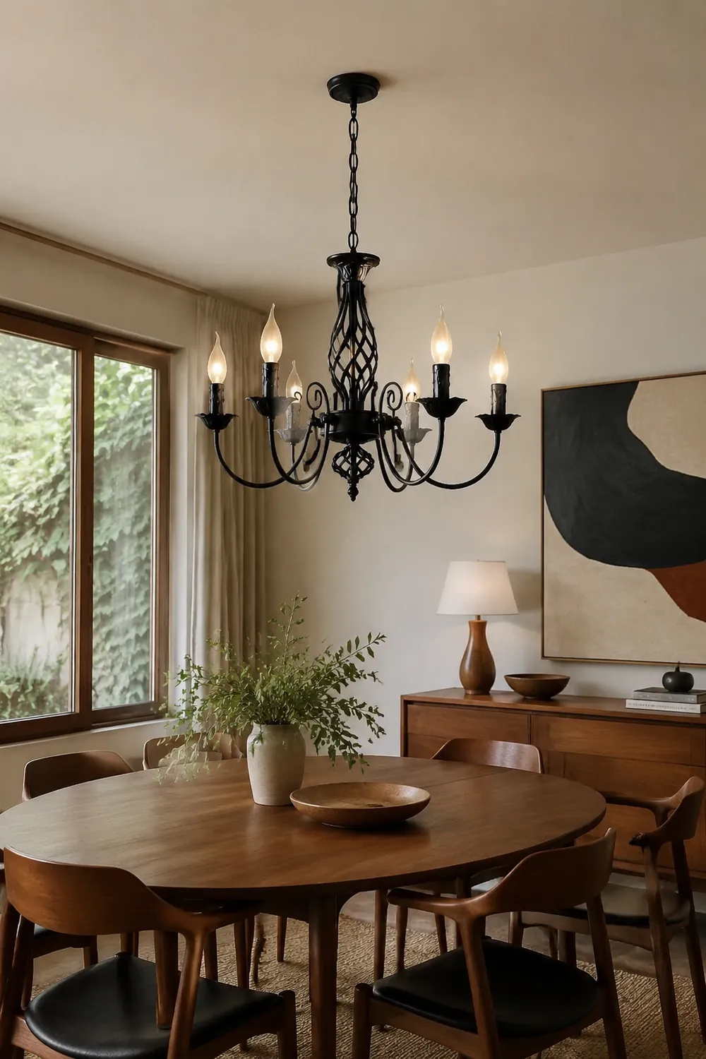 Silva Pendant Light Candle Retro, Metal/Glass, Black/White, Restaurant - Lumpaz