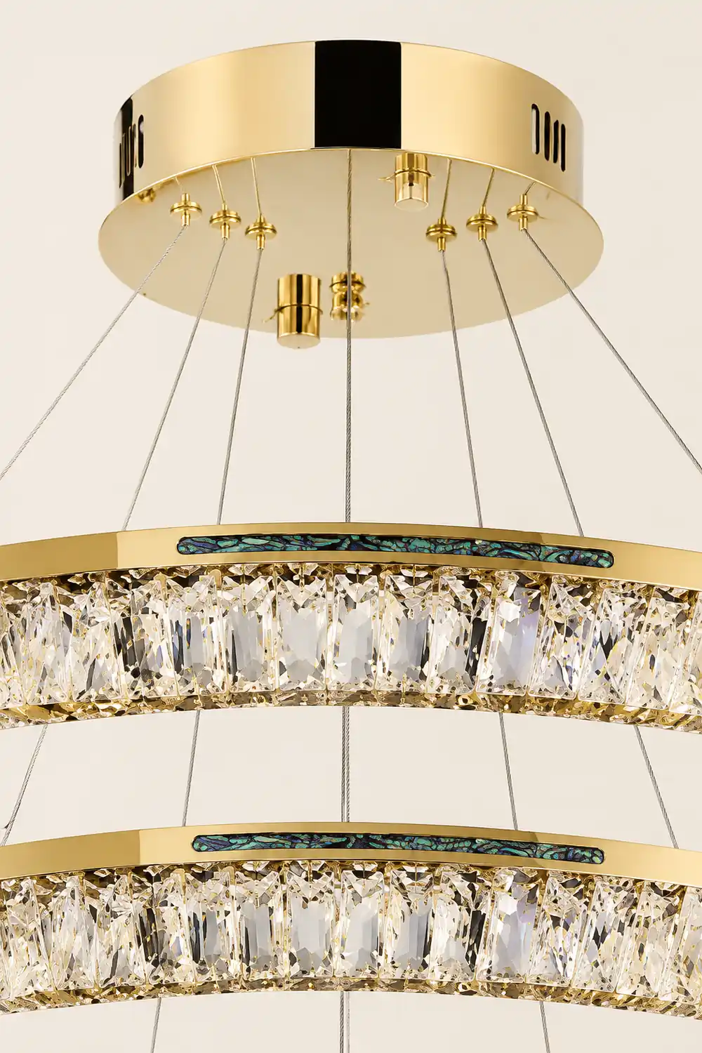 Marilyn Modern Luxury Crystal Gold Chandelier, Tri-Circle - Lumpaz