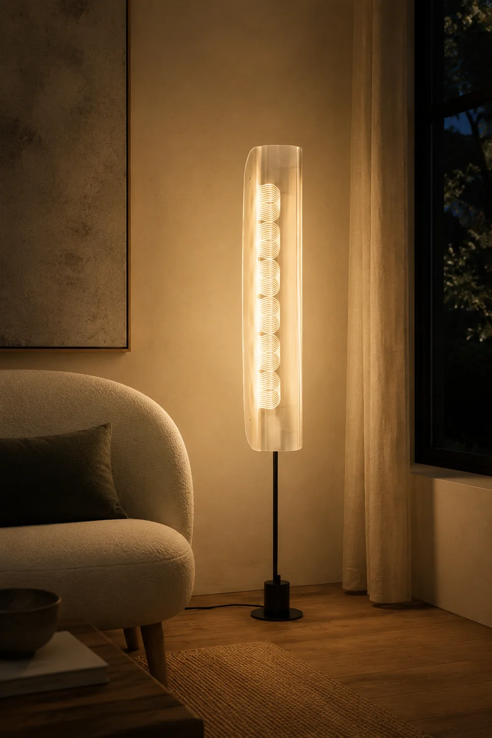 Salgado Nordic Minimalistic White Floor Lamp, Metal & Acrylic - Lumpaz