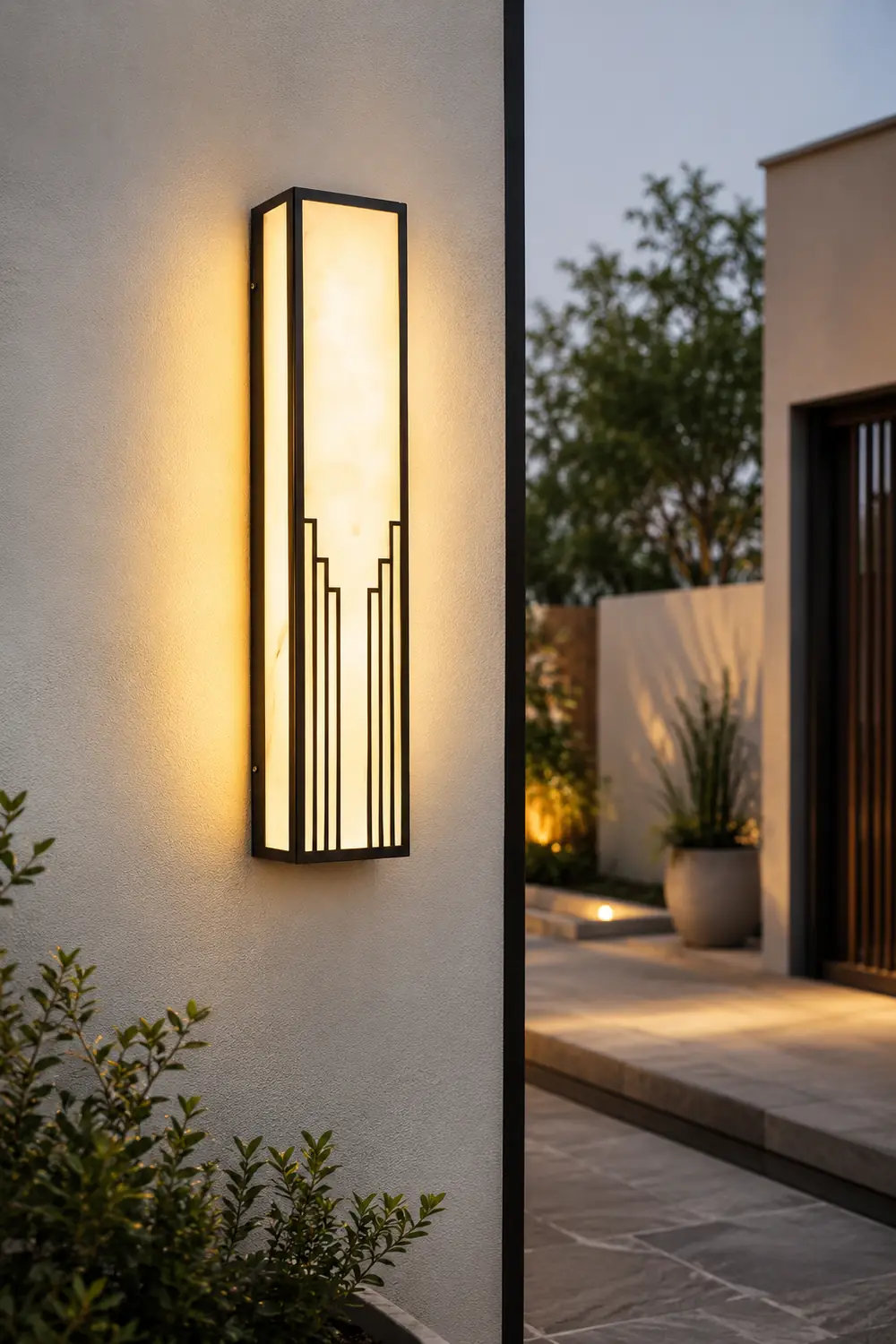 Strip Rectangular Resin Waterproof LED Black Modern Outdoor Wall Light - Lumpaz