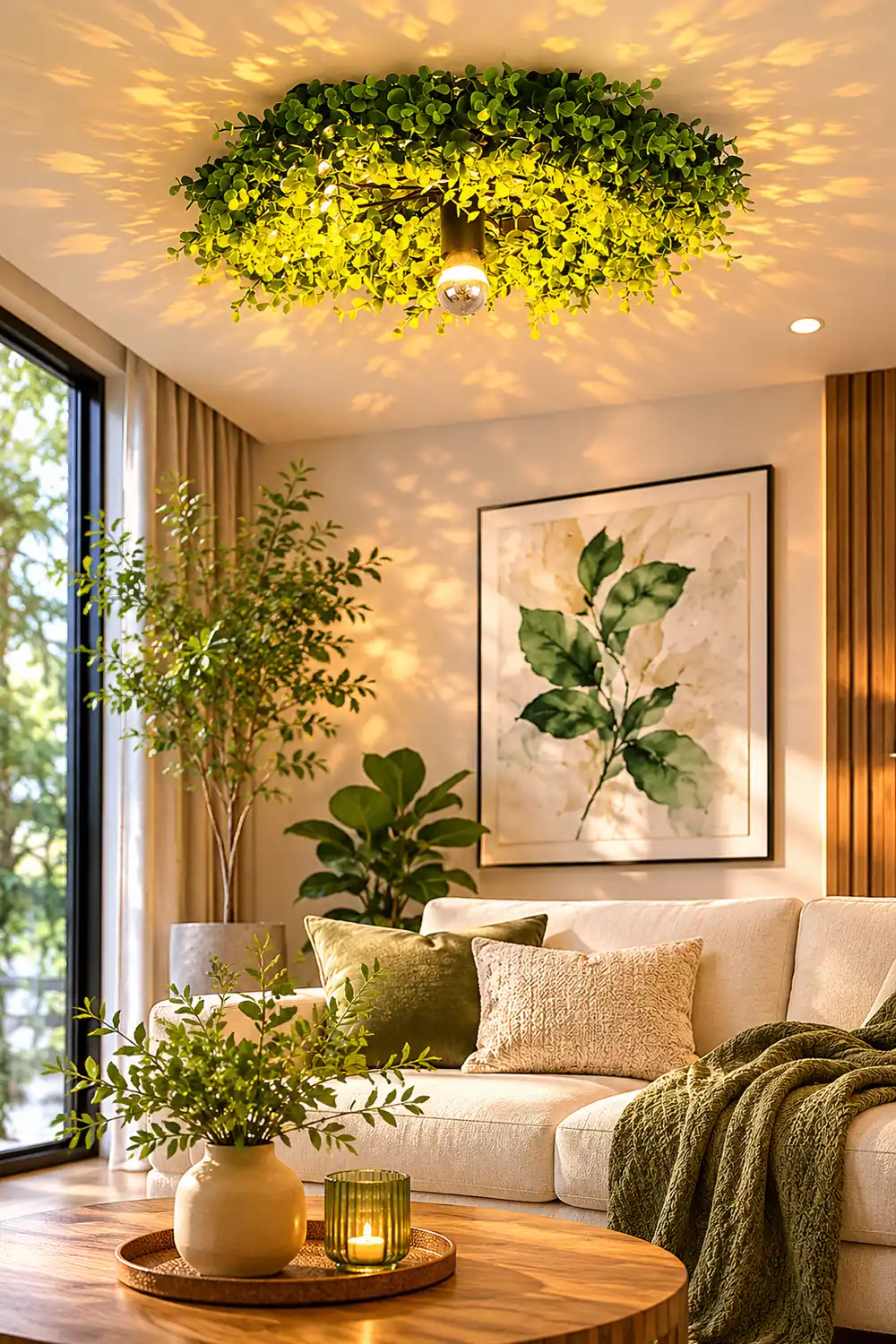 Nest Modern Plant Ceiling Light Green Metal/Glass Living Room - Lumpaz
