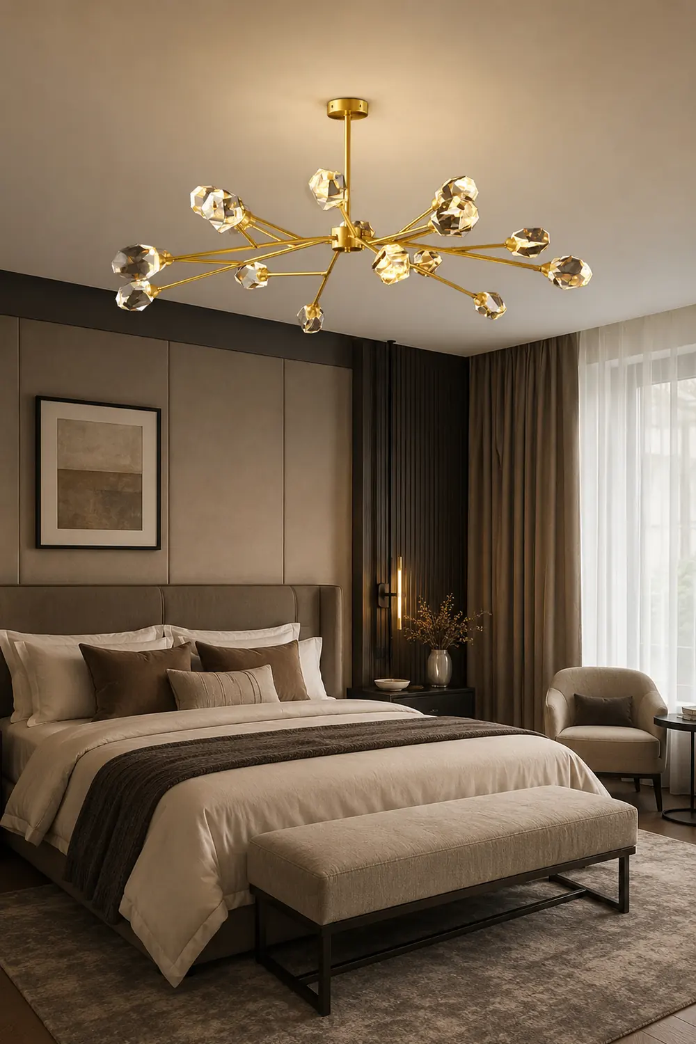 Kristy Luxurious Crystal Chandelier Living Room Golden - Lumpaz