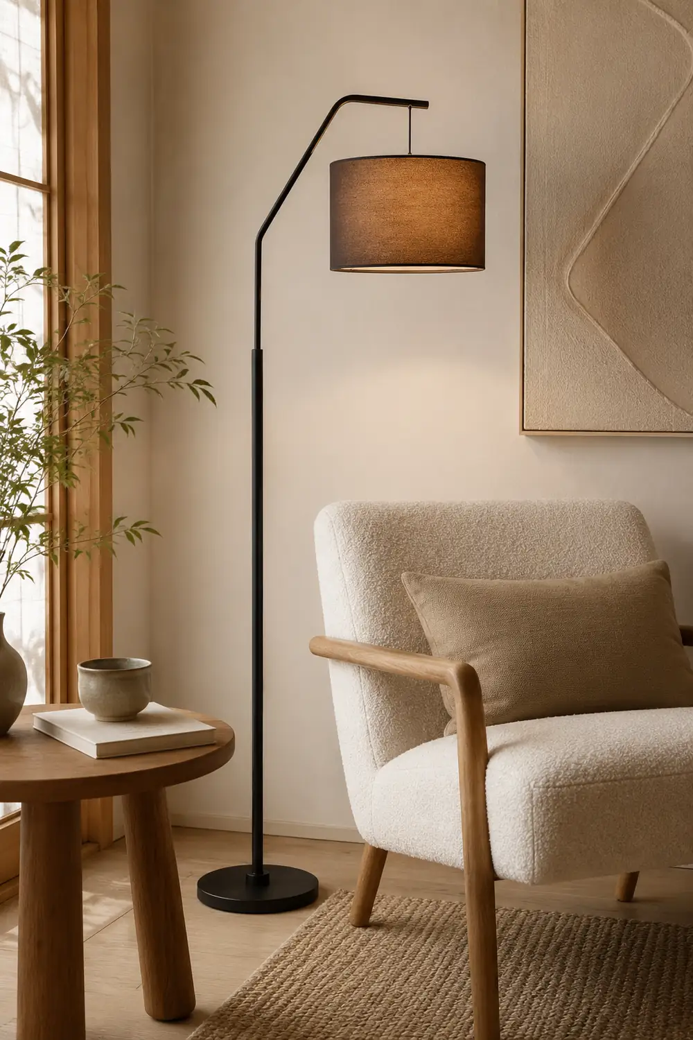 Eryn Cylinder Shape Floor Lamp, Over Arching Floor Lamp, Unique - Lumpaz