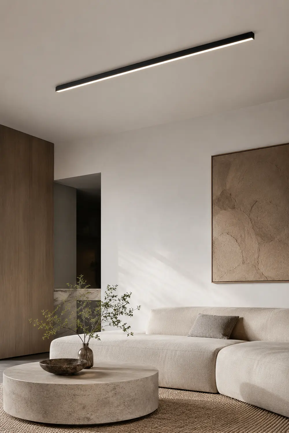 Edge Modern LED Linear Black Metal Flush Mount Ceiling Light - Lumpaz