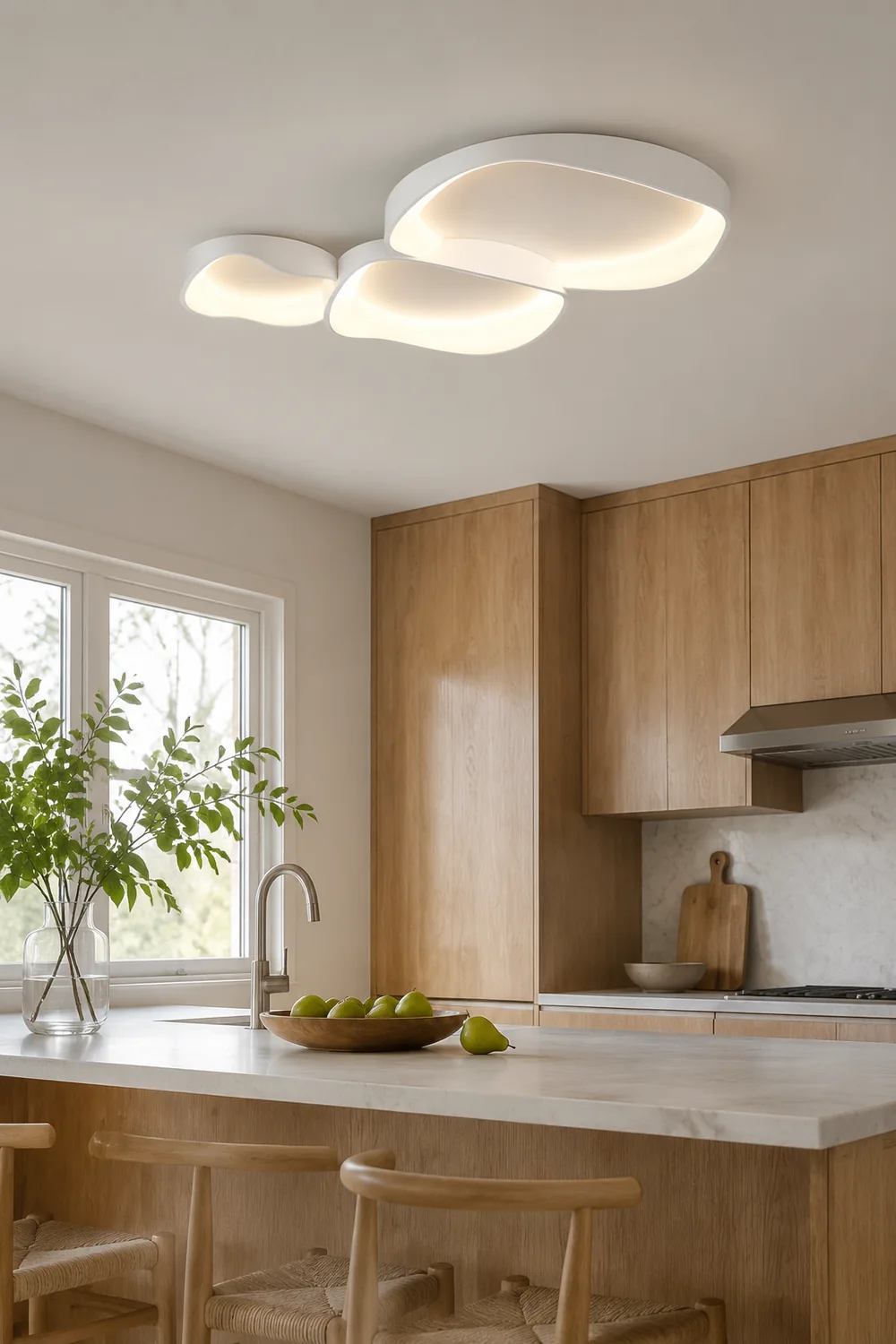 Arisha Modern Wave Flush Mount Ceiling Light White Living Room - Lumpaz
