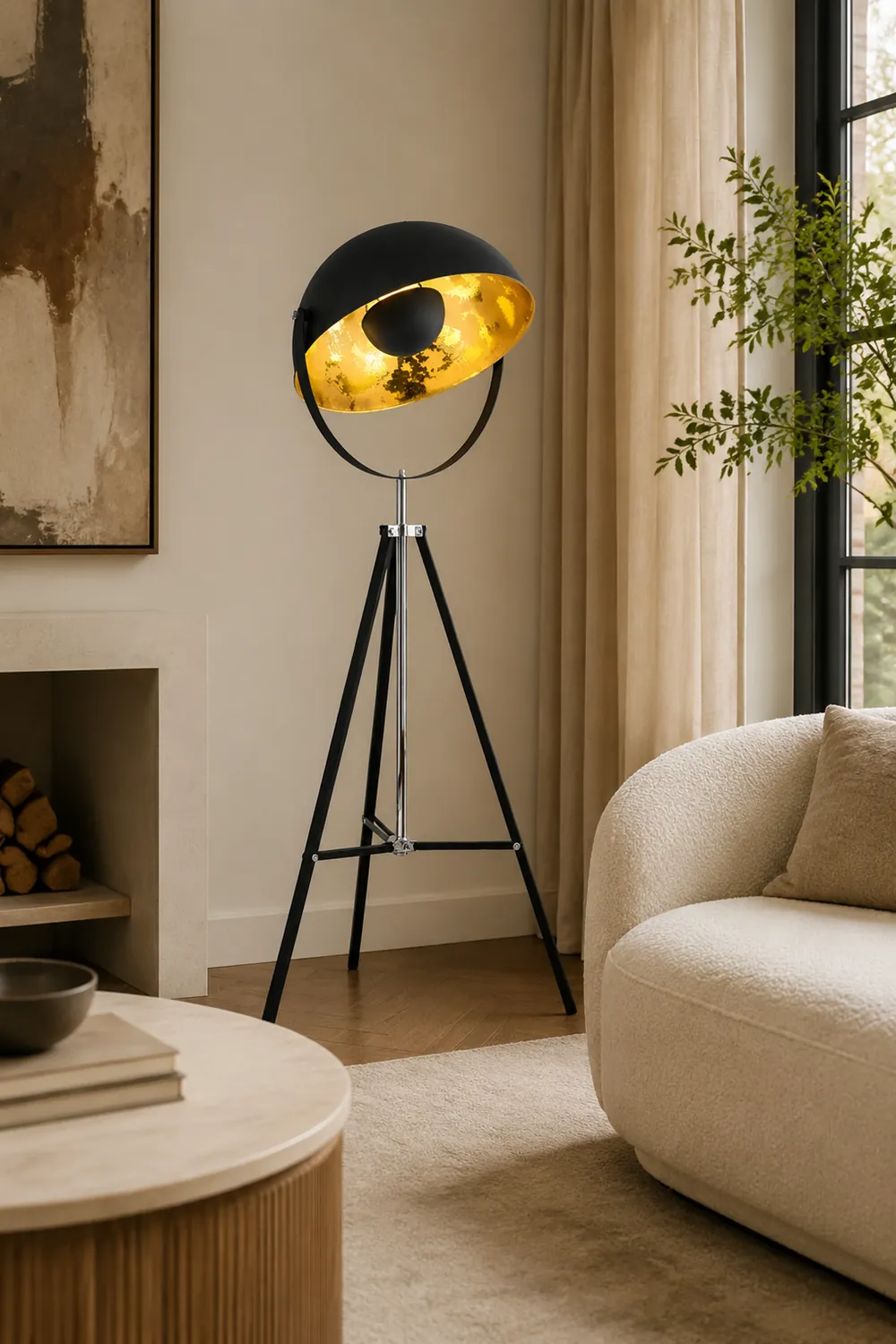 Salgado Vintage Industrial Tripod Metal projector floor lamp, Black - Lumpaz