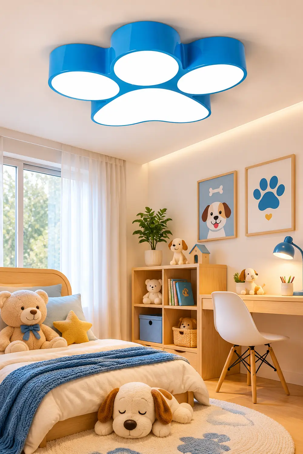 Freja Modern Dog Paw Acrylic Children Ceiling Flush Mount Light - Lumpaz