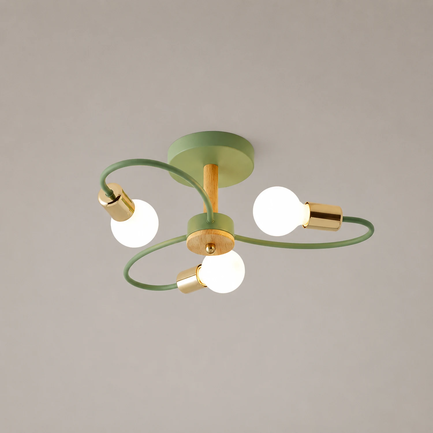 Lacey Elegant Metal/Glass Flush Mount Ceiling Light, Gray/Green - Lumpaz