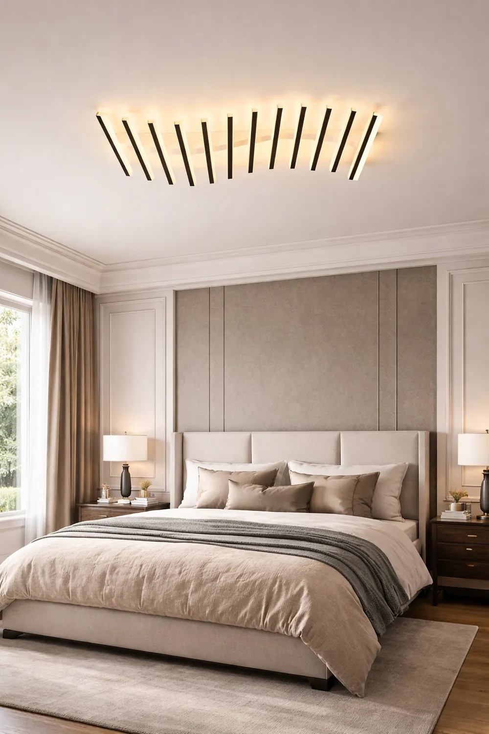 Quinn Flush Mount Ceiling Light Linear Modern, Metal, Black, Living Room - Lumpaz