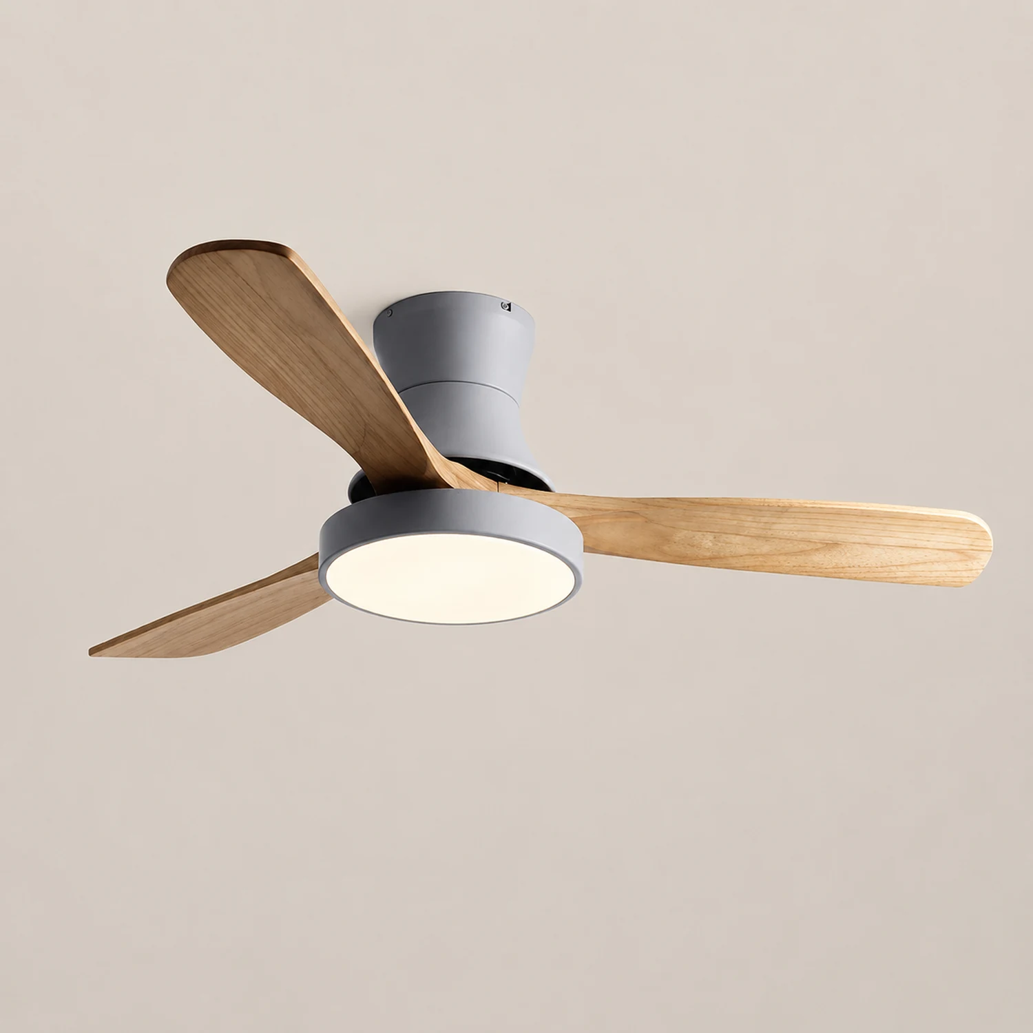 Walters 3-Blade White & Gray Ceiling Fan with Light, Metal & Wood, DIA 52'' - Lumpaz
