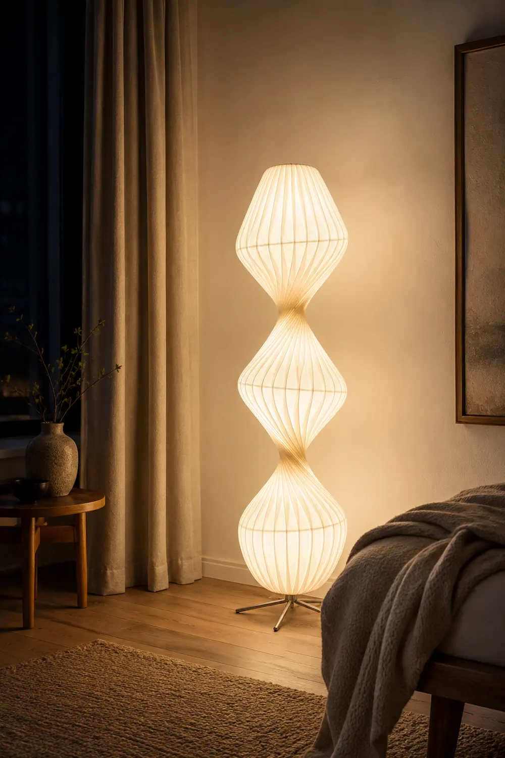 Renée Modern Pleated Fabric Metal Floor Lamp - Lumpaz