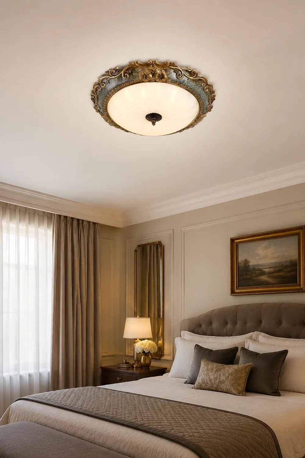 Eryn Flush Mount Ceiling Light, Brass/Resin - Lumpaz
