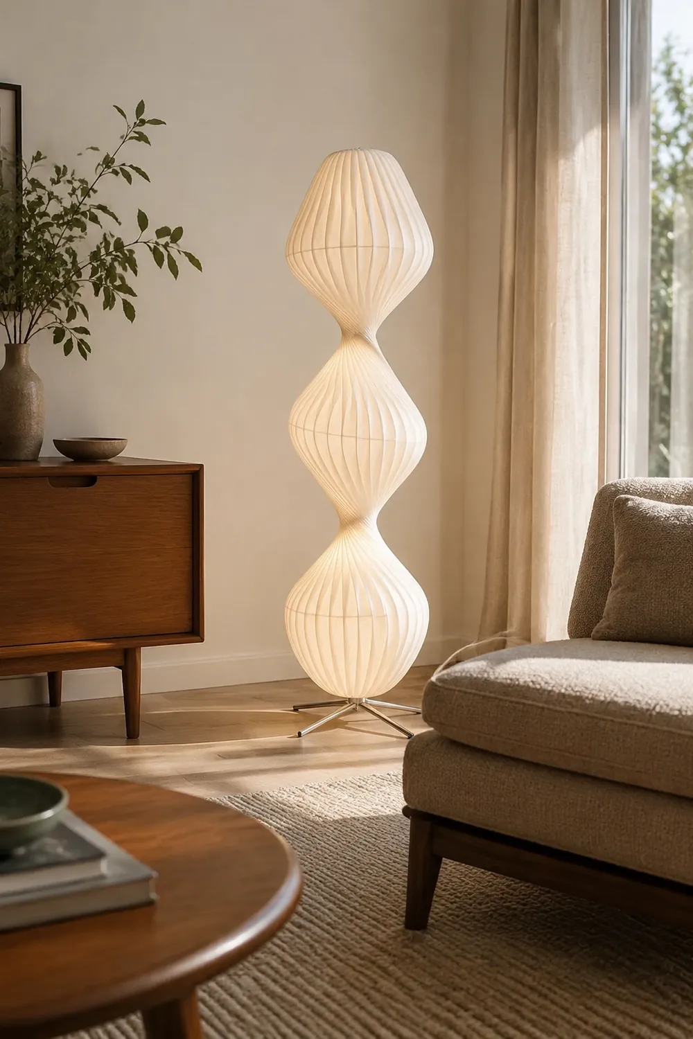 Renée Modern Pleated Fabric Metal Floor Lamp - Lumpaz