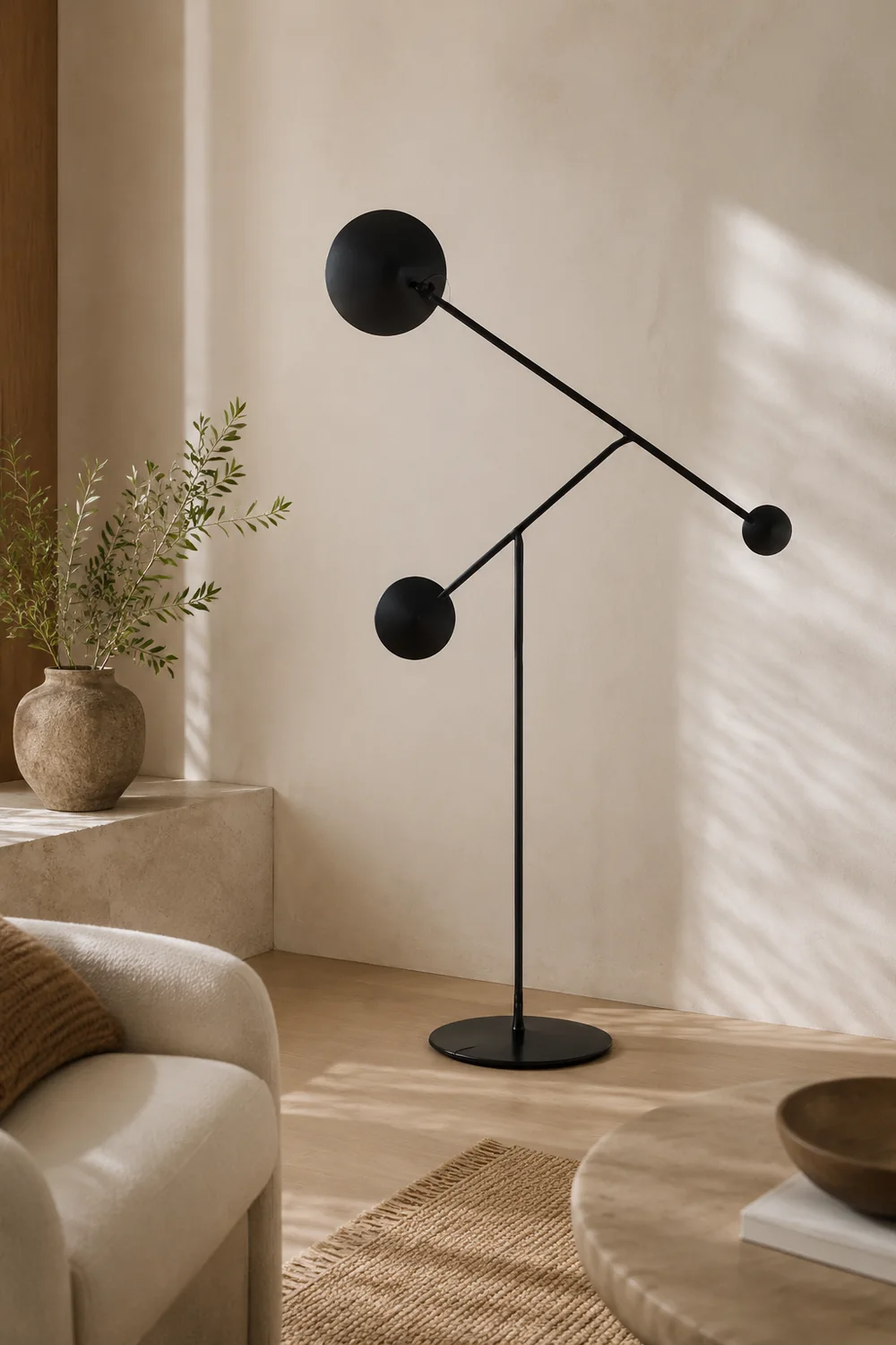 Avi Post Modern Metal Floor Lamp, Black - Lumpaz