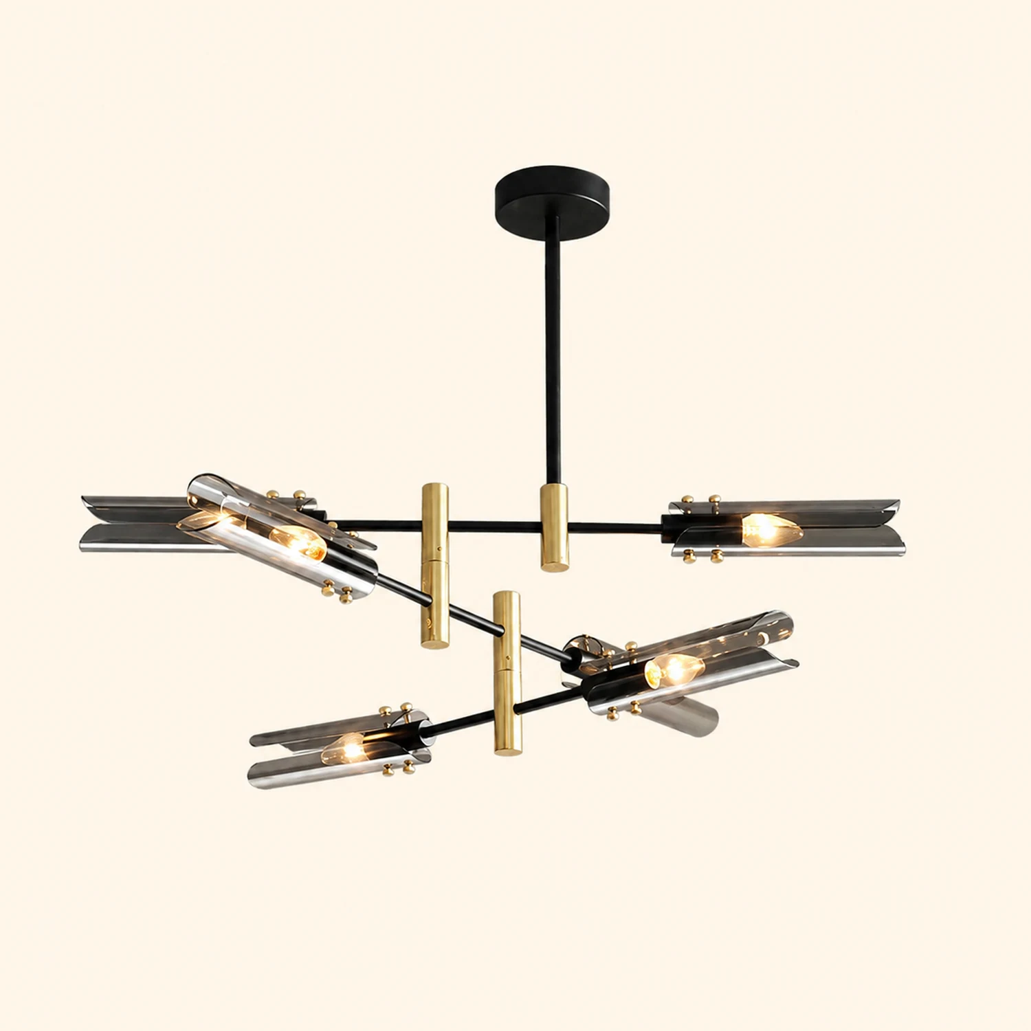 Sanna Modern Metal/Glass Semi-Flush Mount Ceiling Light, Gray/Amber - Lumpaz