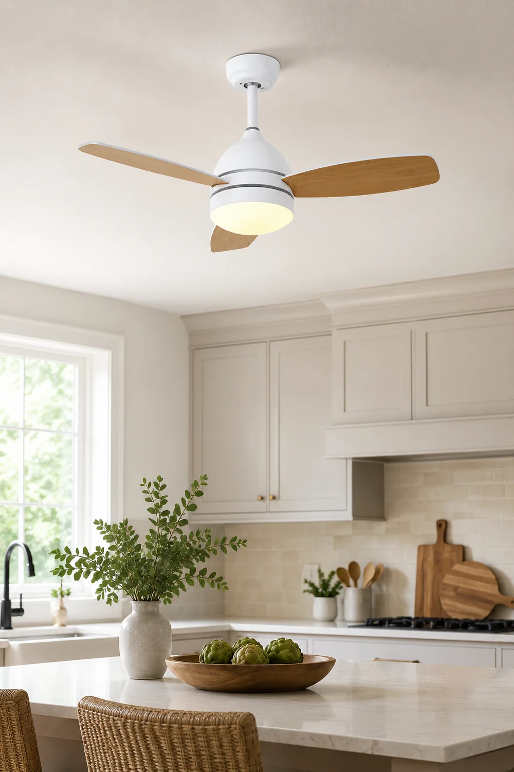 Haydn 3-Blade DC Modern Ceiling Fan with Light, Summer, 41'' - Lumpaz