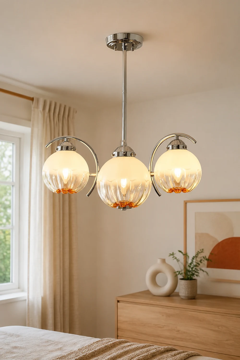 Hailie Pendant Light Gradient Flower Modern, Glass, White, Bedroom - Lumpaz