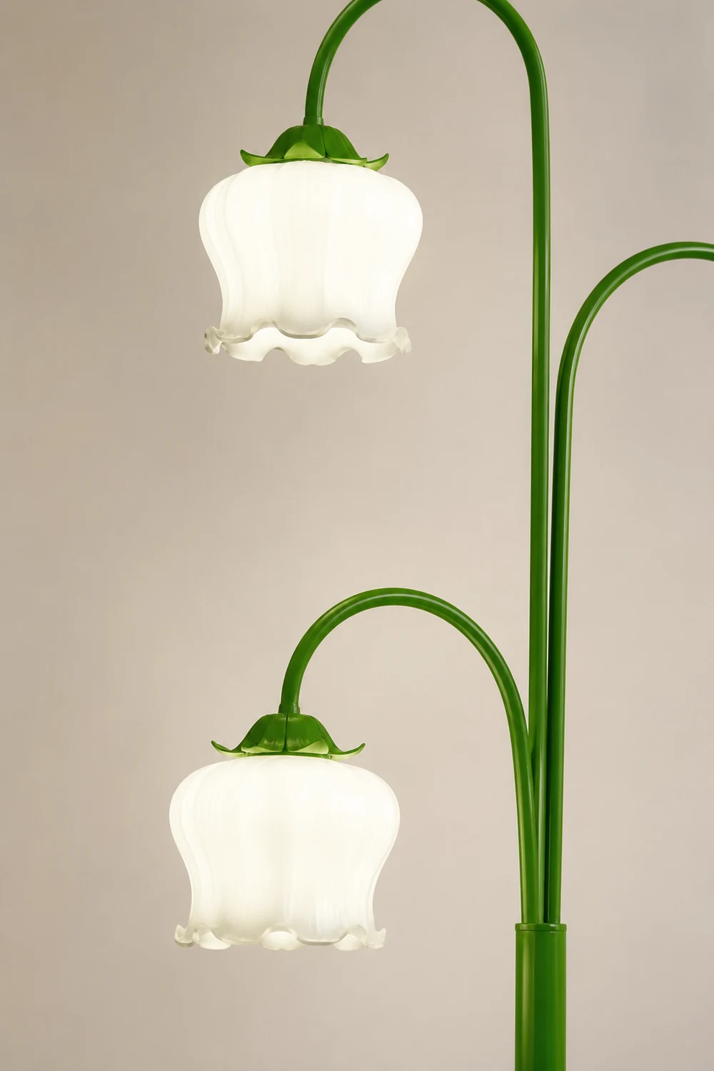 Lily Green Shade Flower Floor Lamp, Metal/Glass, Living Room/Bedroom - Lumpaz