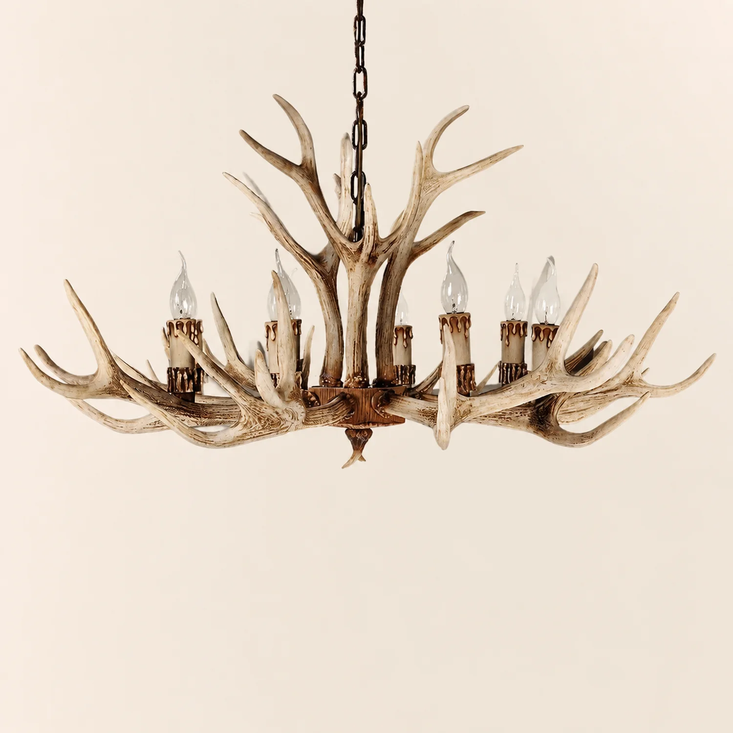 Austin Retro Deer Horn Resin Chandelier White Brown Coffee Living Room - Lumpaz