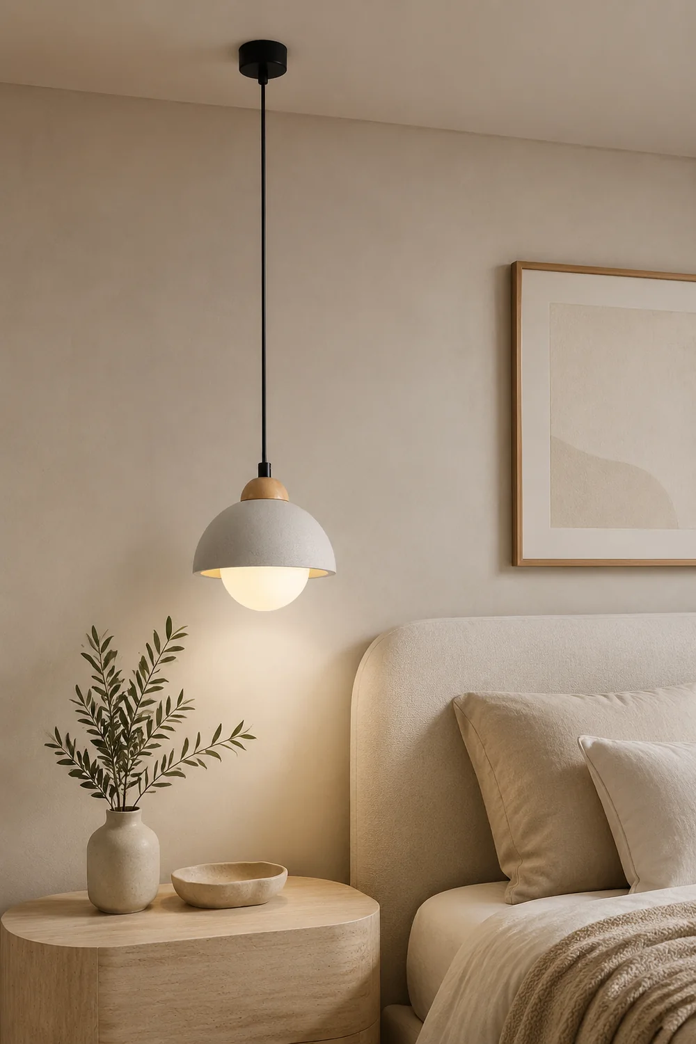 Ozawa Minimalism LED Modern Pendant Light Cement White Bedroom/Bedside/Kitchen Island/Living Room - Lumpaz