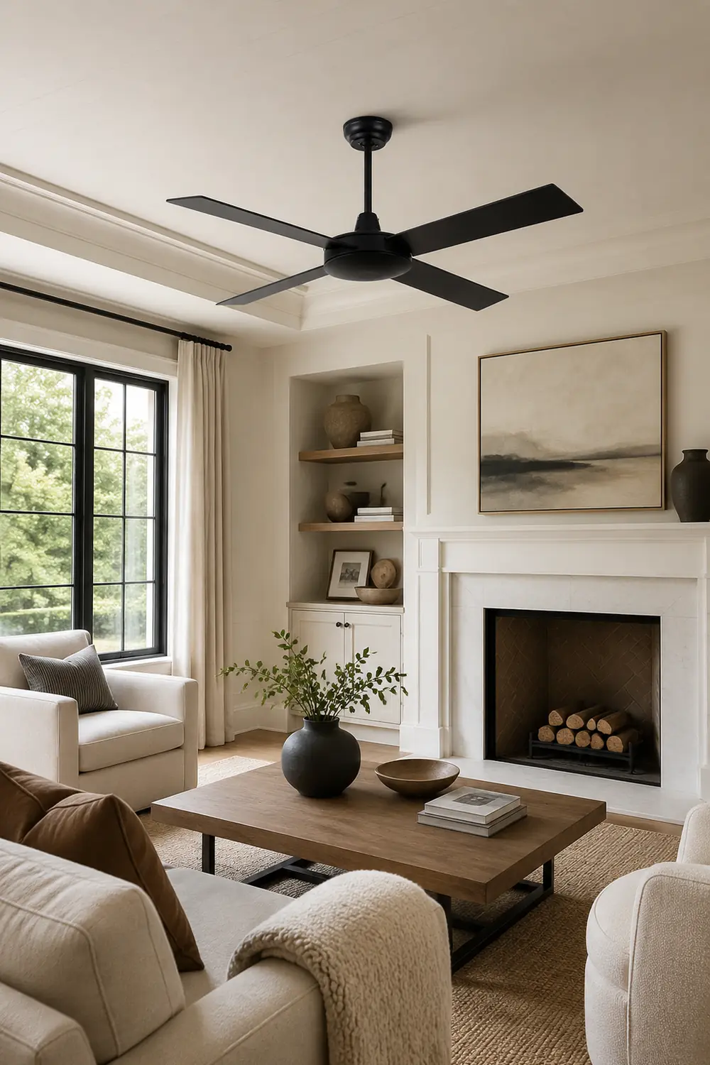 Haydn 4-Blade Industrial Black DC Ceiling Fan, Summer, 47'' - Lumpaz