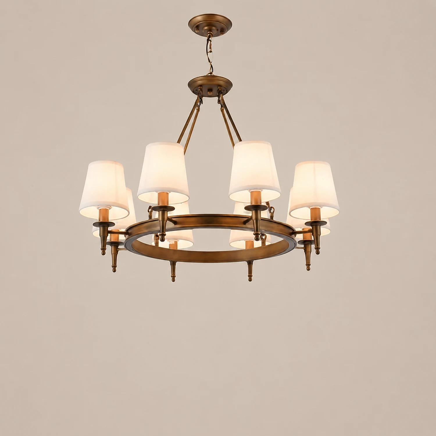 Alessio Vintage Ring Metal/Fabric Chandelier, Black/Copper - Lumpaz
