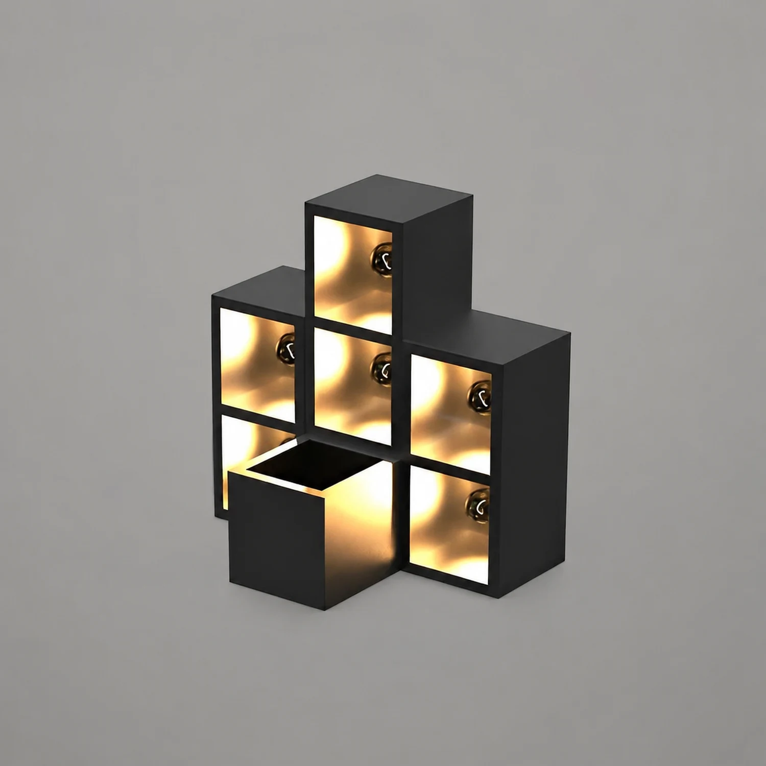 Waterproof Creative Square Combination LED Black Wall Lamp with Flowerpot - Lumpaz
