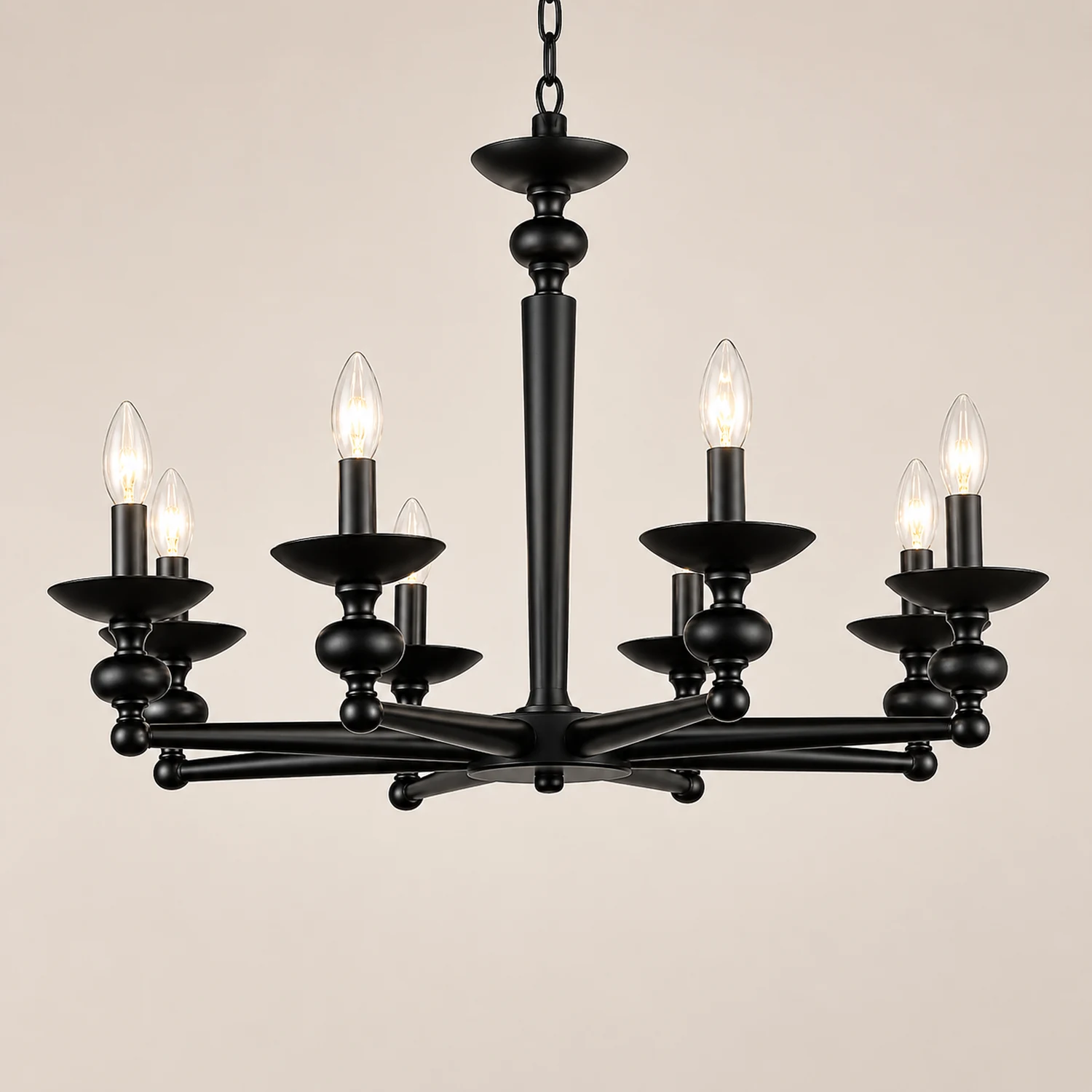 Alessio Retro Candle Wall Lamp/Black Chandelier for Living Room, Dining Room - Lumpaz