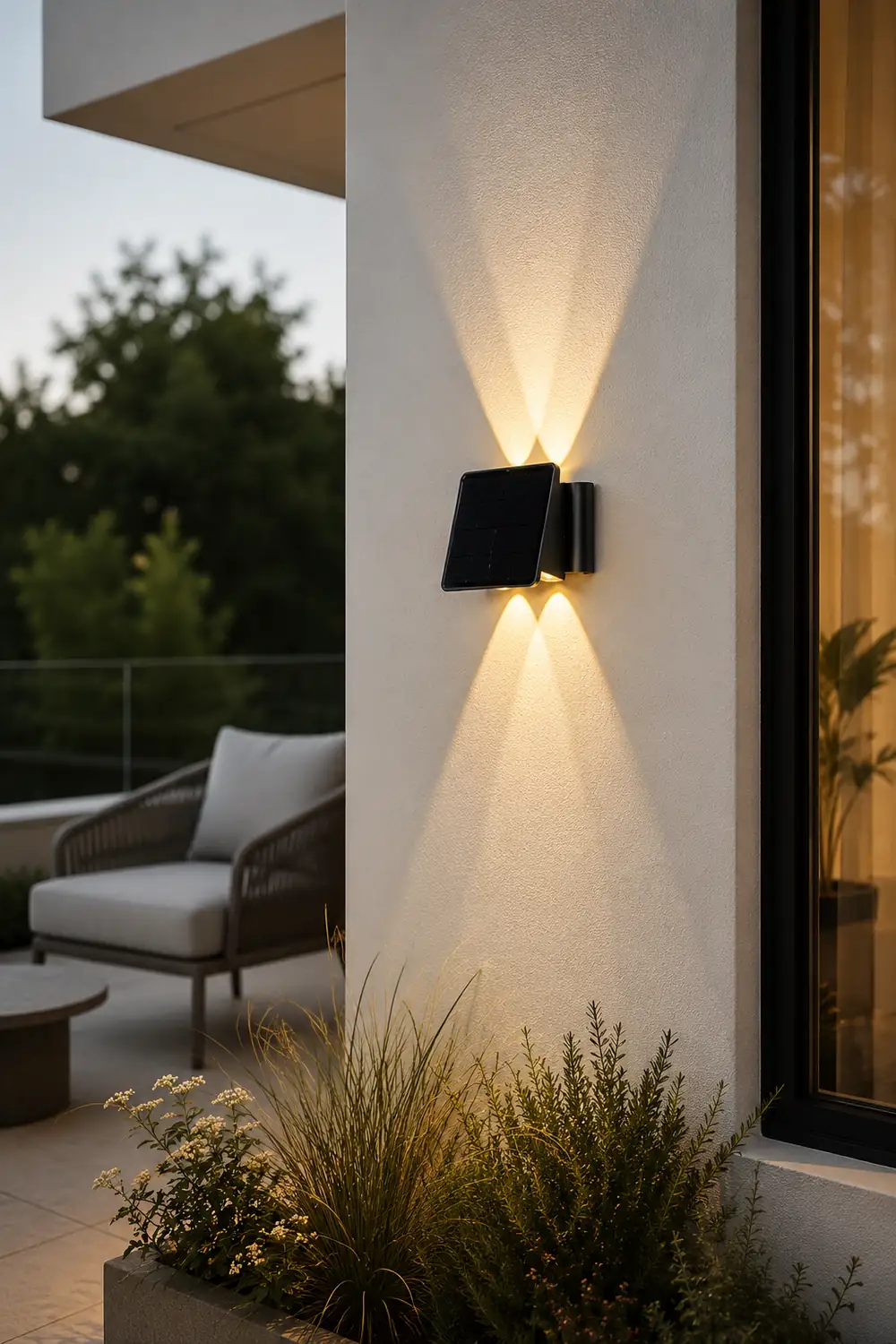 Up and Down Lighting LED Waterproof Black Modern Solar Wall Lights - Lumpaz