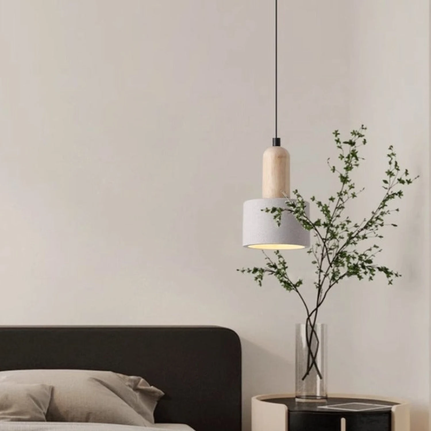 Ozawa Minimalism LED Modern Pendant Light Cement White Bedroom/Bedside/Kitchen Island/Living Room - Lumpaz