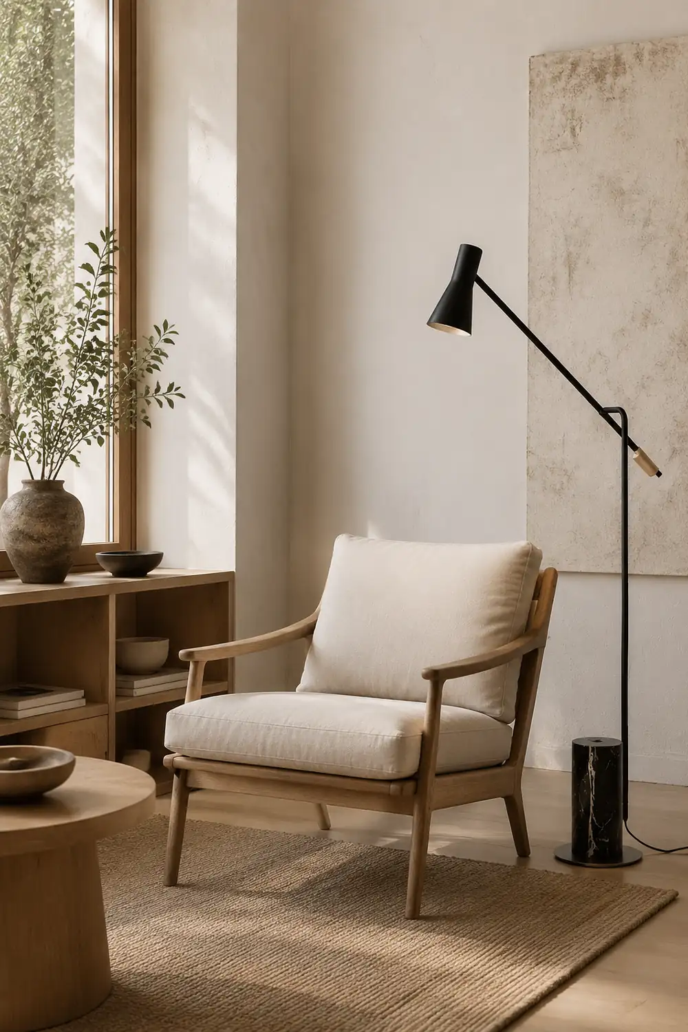 Carins Modern Nordic Minimalistic Floor Lamp, Marble & Metal, Black - Lumpaz