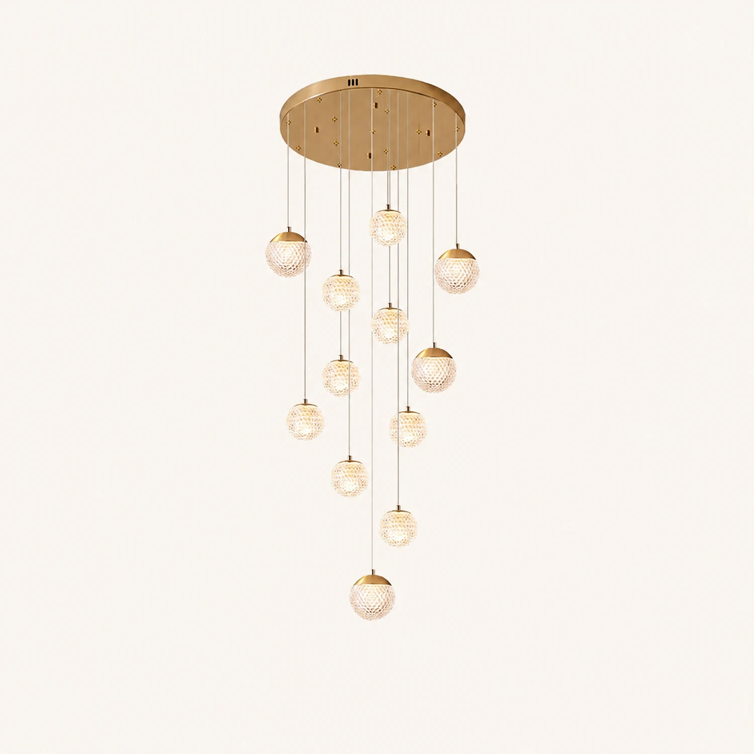 Jibril Multi Staircase Modern Art Deco Pendant Light, Gold - Lumpaz