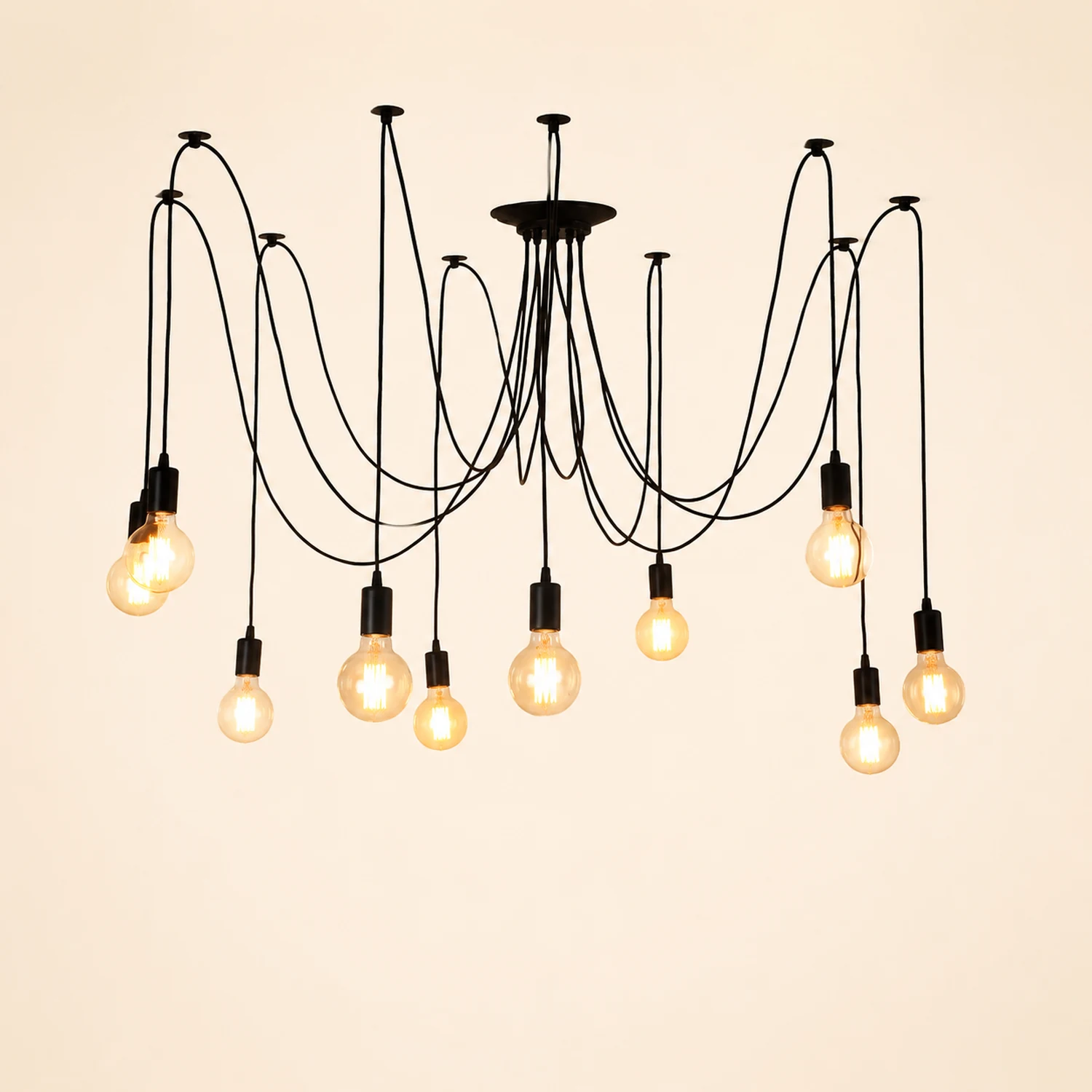 Alessio Retro Country LED Spider Chandelier, Black/White - Lumpaz