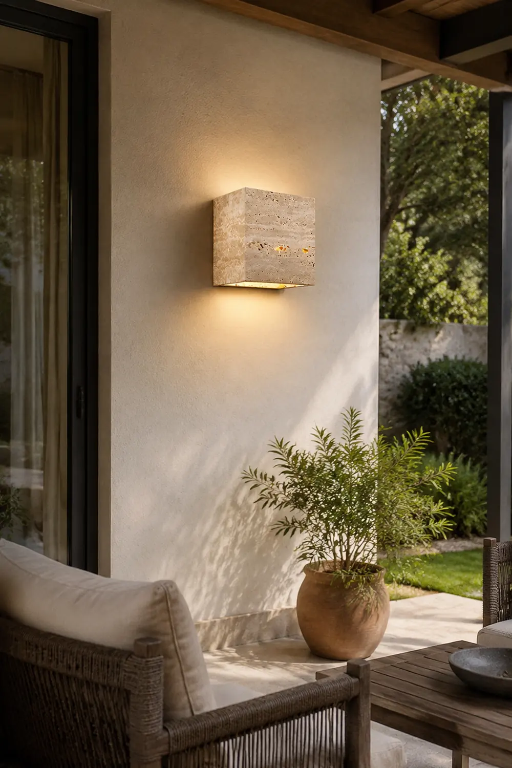 Wabi-Sabi Yellow Travertine LED Wall Sconce - Square/Rectangle - Lumpaz