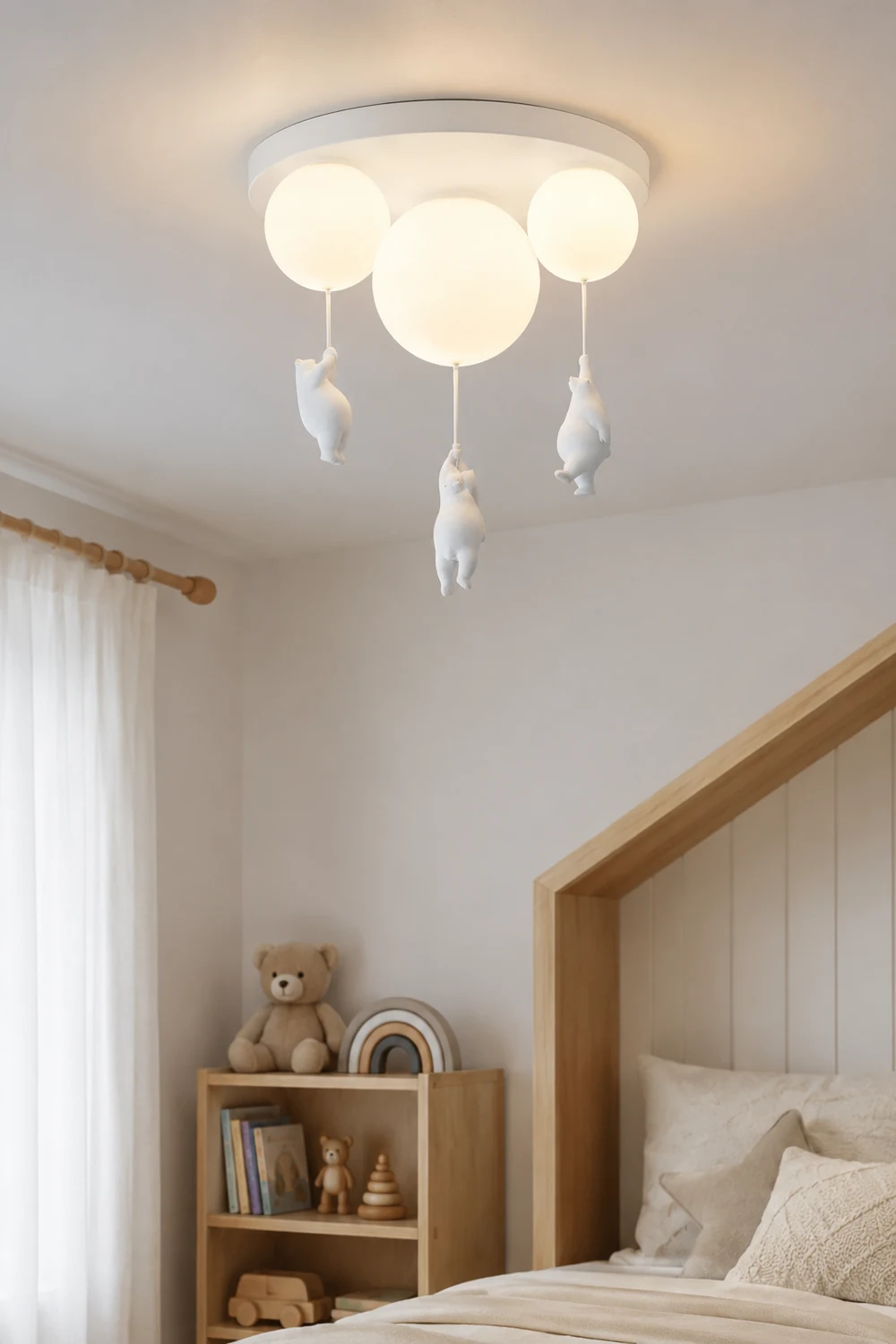 Fateh Bear Balloon LED Flush Mount Ceiling Light 3 Style White - Lumpaz