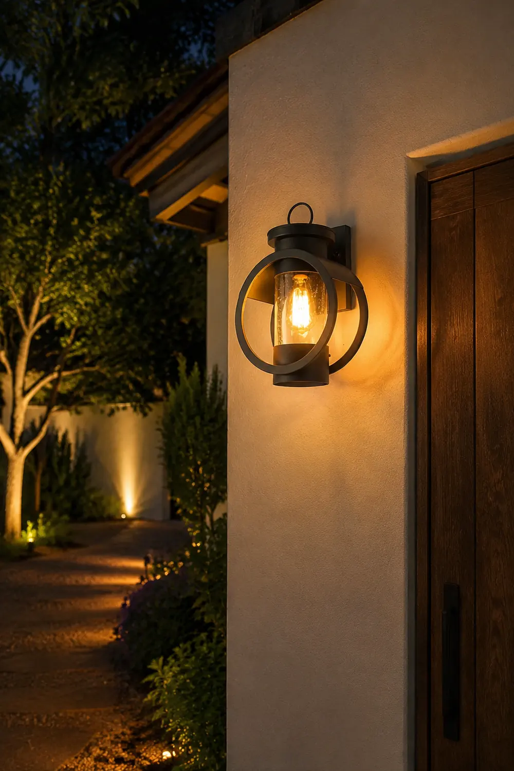 Raindrops Glass 6W LED Edison Lightbulb Black Outdoor Wall Lights - Lumpaz