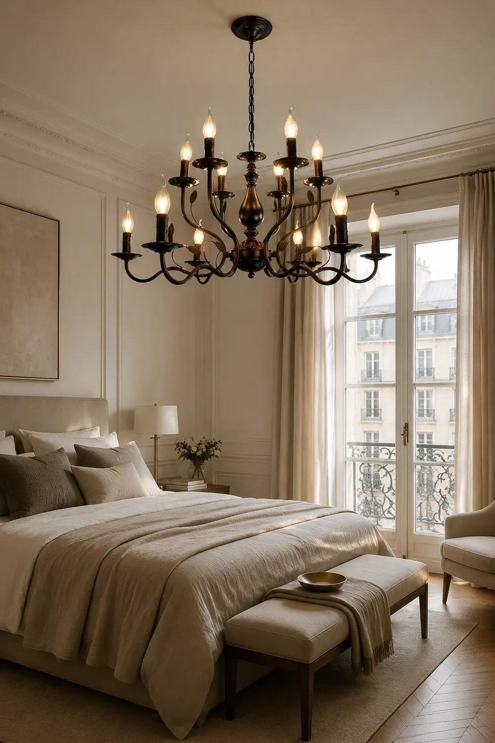Silva Transitional Candle Chain Chandelier, Black - Lumpaz
