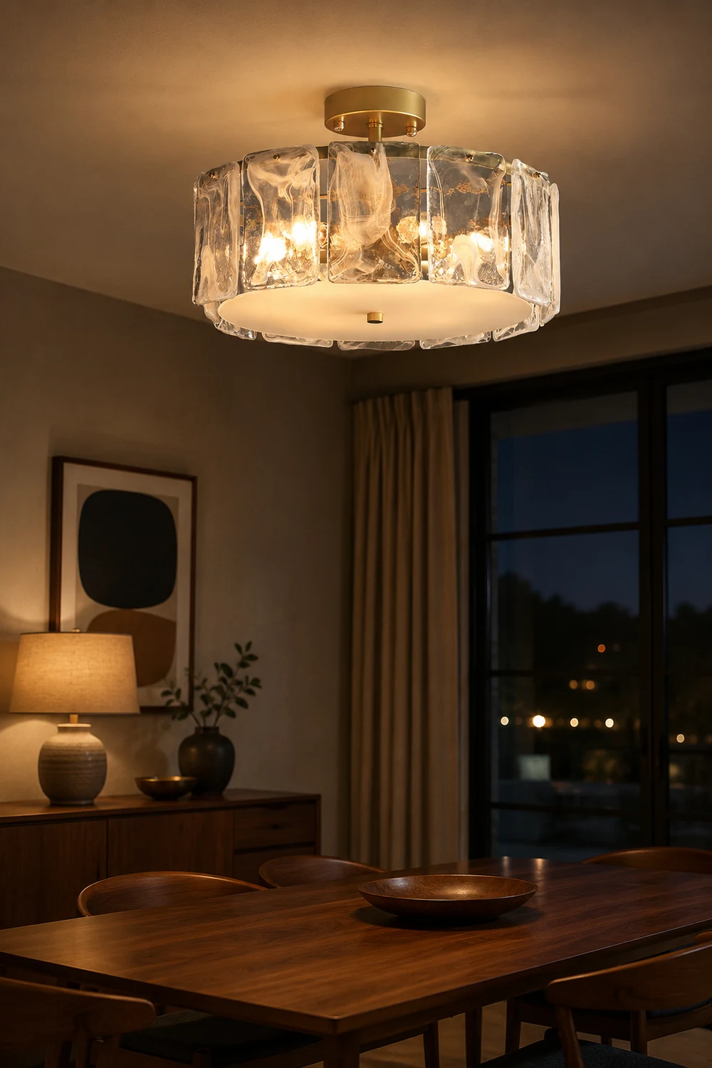 Kirsten Modern Glass Flush Mount Ceiling Light - Lumpaz