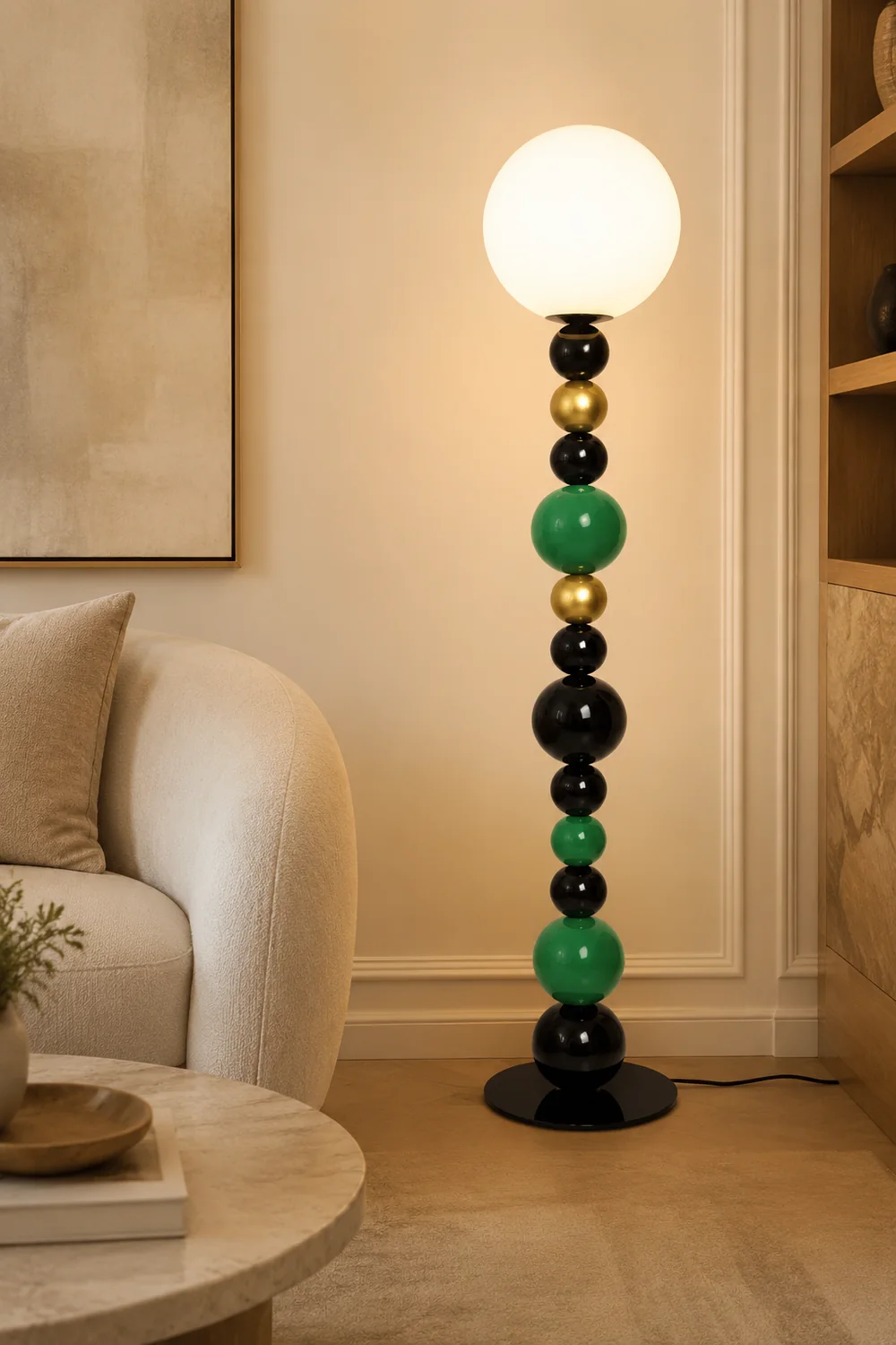 Morandi  Modern Ball Metal Colorful  Floor Lamp, Red/Green - Lumpaz