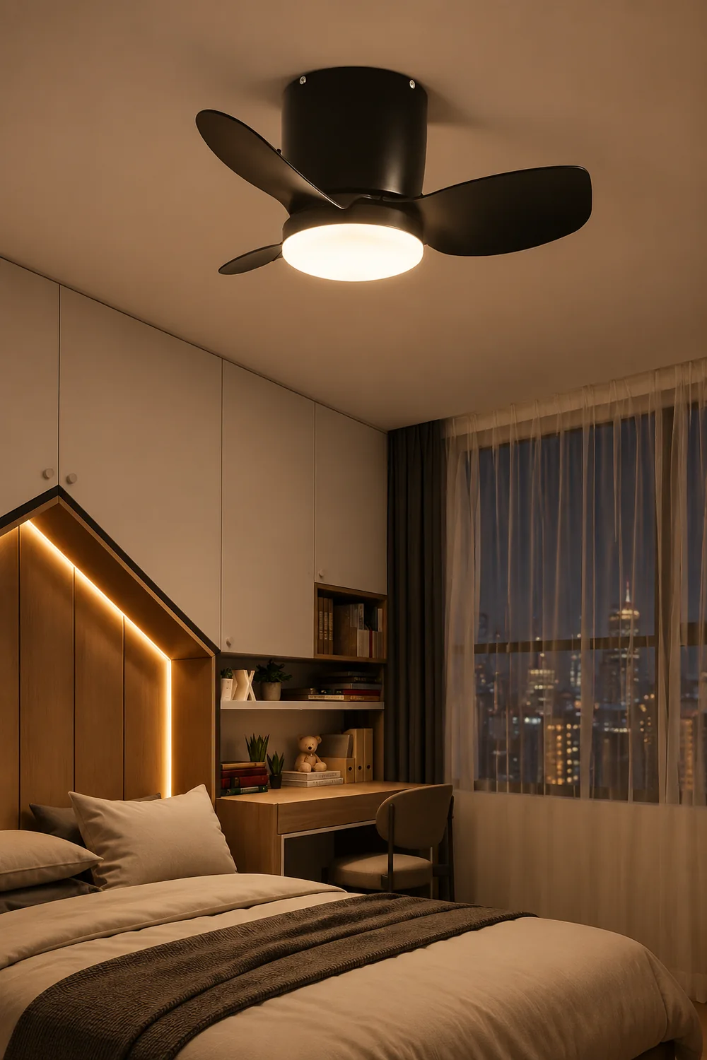 Walters 3-Blade Ceiling Fan with Light, 3 Color, DIA 23.62'' - Lumpaz
