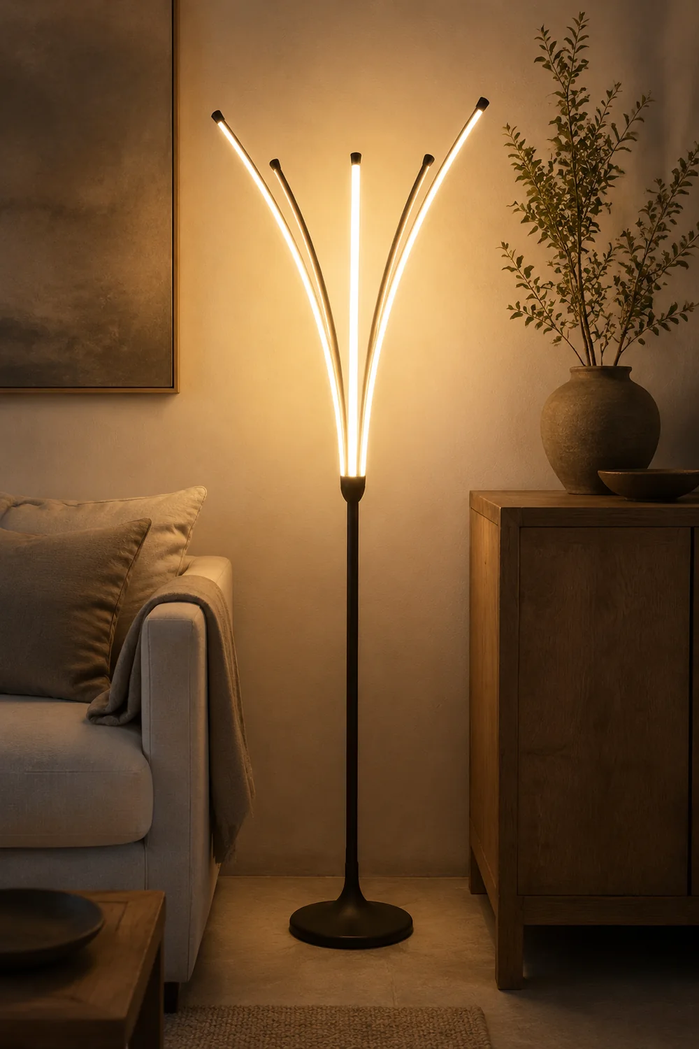 Edge Minimalist Designer Tree-Like Floor Lamp, Metal/Acrylic - Lumpaz