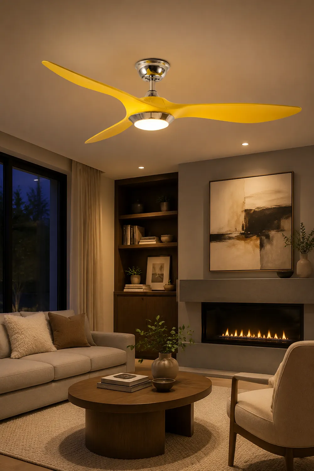Garner 3-Blade Black & Yellow Ceiling Fan with Light, DIA 52'' - Lumpaz
