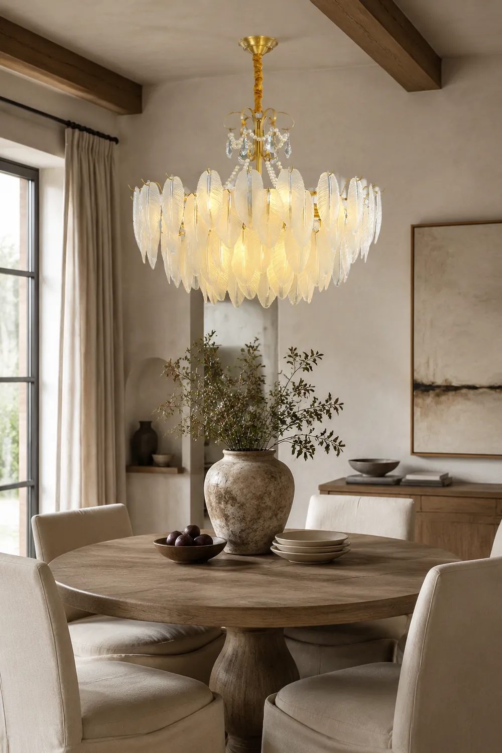 Kirsten Elegant Pearl/Glass/Metal Chandelier, White - Lumpaz
