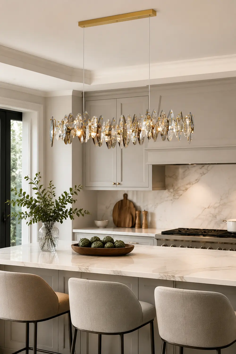 Ophelia luxurious Elliptical Glass/Metal Pendant Light Gold - Lumpaz