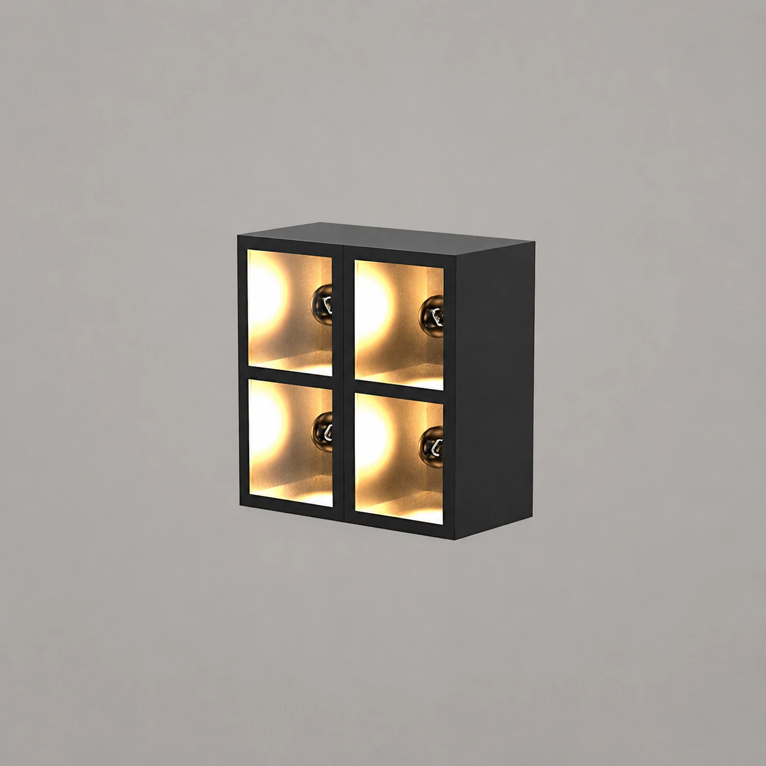 Waterproof Creative Square Combination LED Black Wall Lamp with Flowerpot - Lumpaz