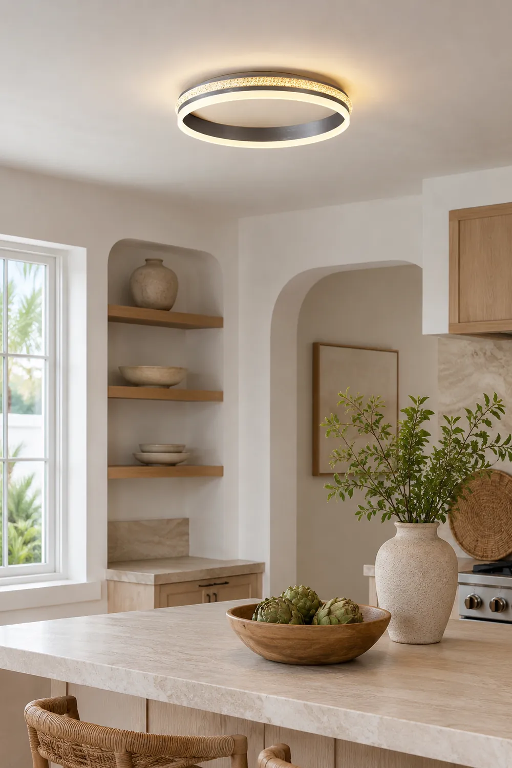 Quinn Modern Ring Metal/Acrylic Flush Mount Ceiling Lights, Silver - Lumpaz
