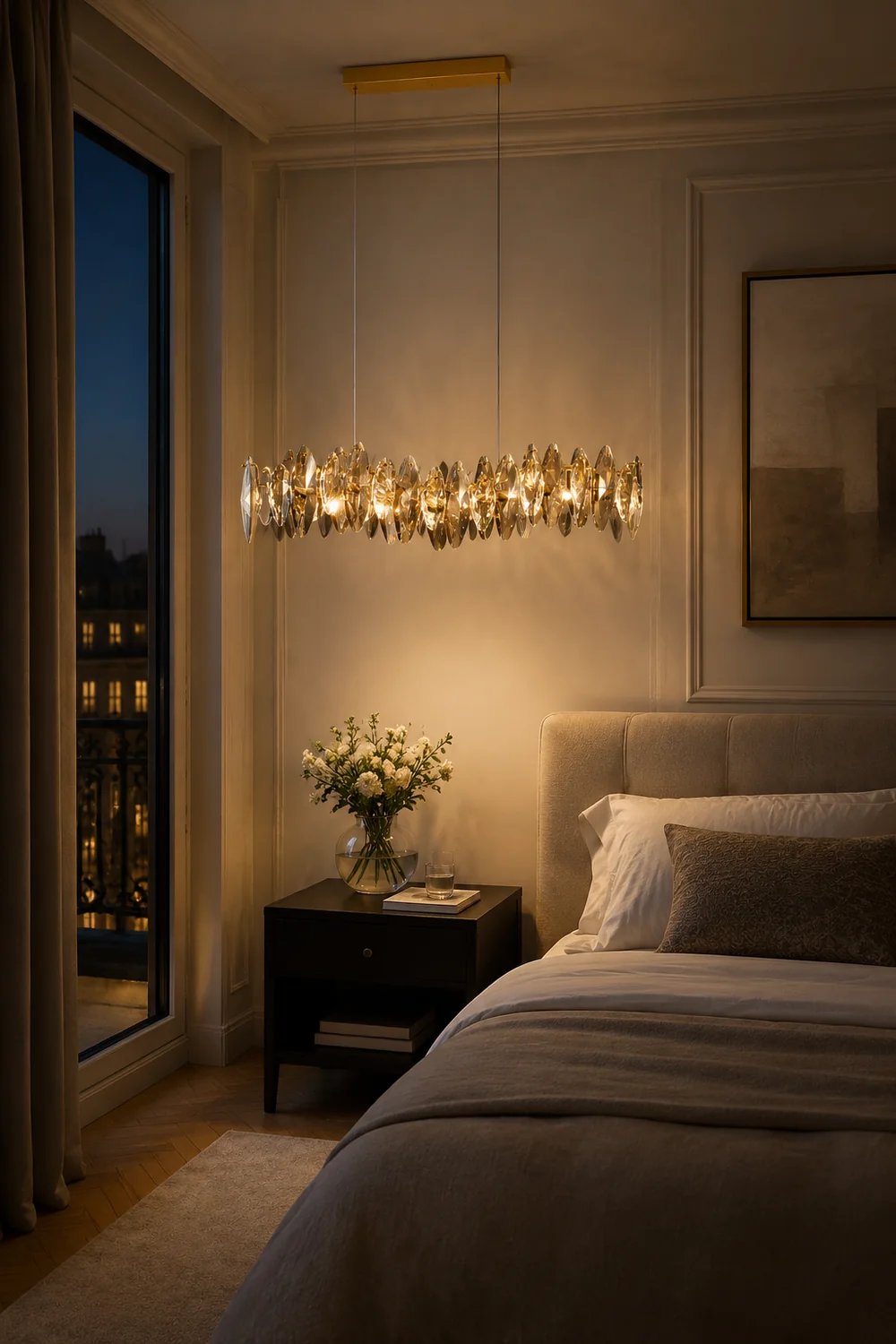 Ophelia luxurious Elliptical Glass/Metal Pendant Light Gold - Lumpaz